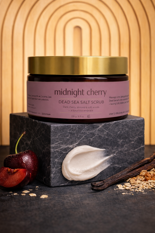 Midnight Cherry Dead Sea Oat Salt Scrub – For Sensitive, Dry & Itchy Skin (8oz)