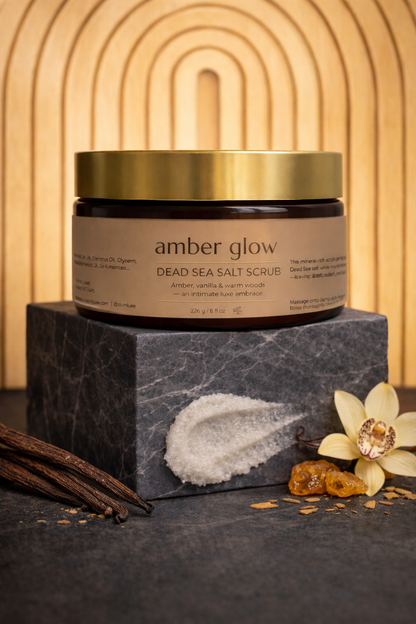 Amber Glow Dead Sea Oat Salt Scrub – For Sensitive, Dry & Itchy Skin (8oz)